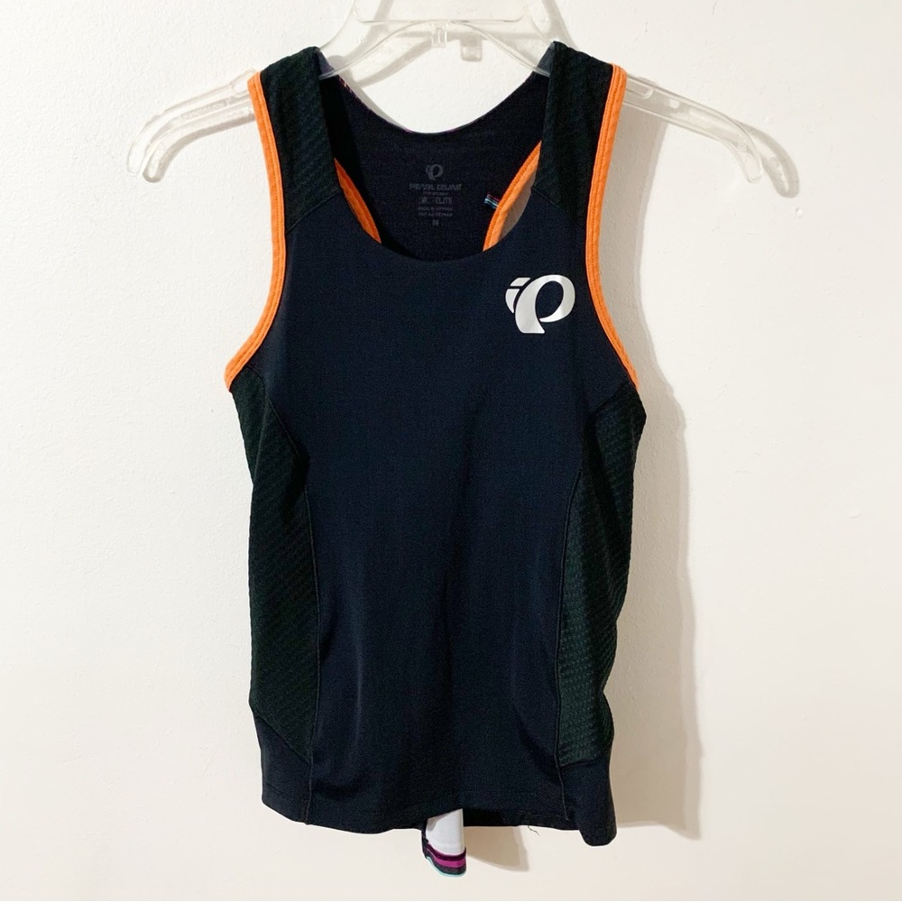 Pearl Izumi Elite Pursuit Sleeveless Tri Racerback Jersey Tank Striped Back ⬛️🟧